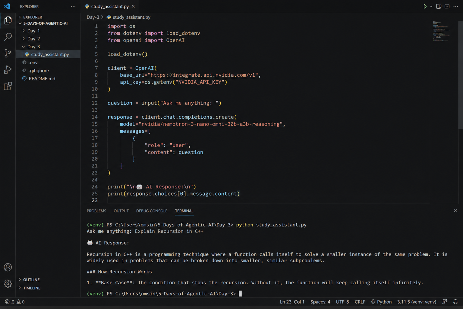 Nemotron Study Assistant preview